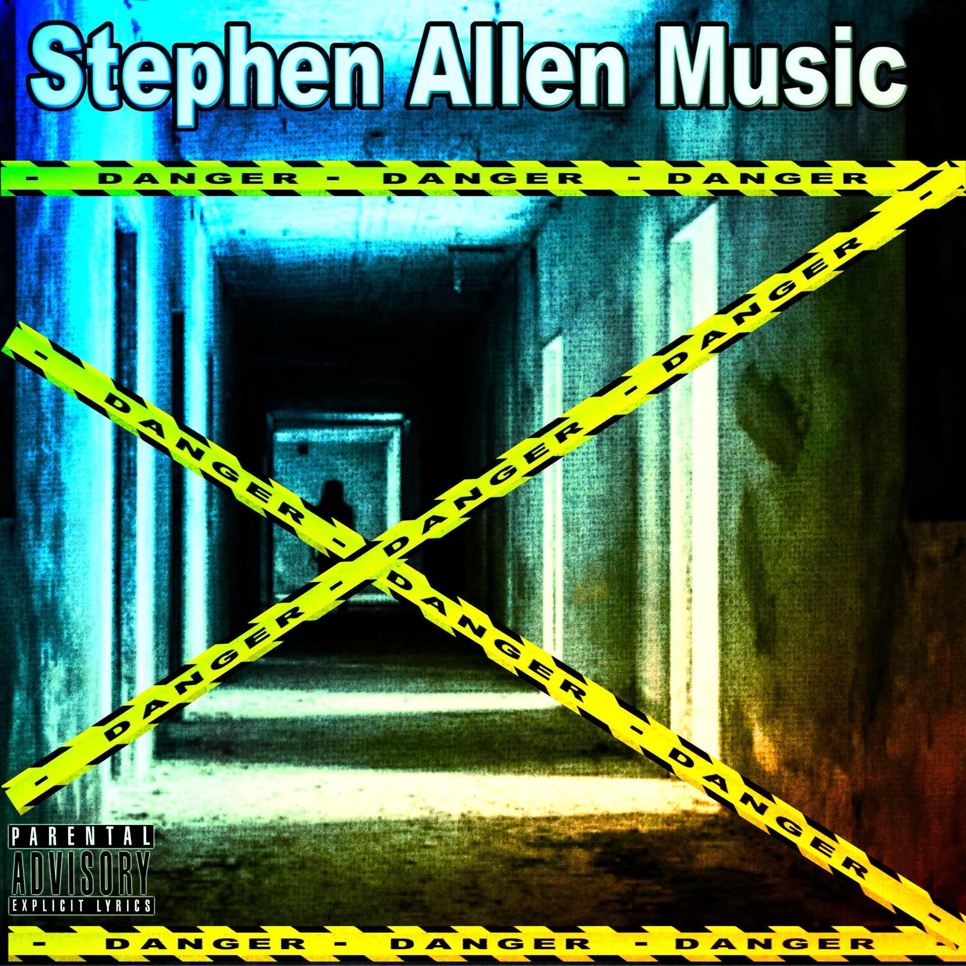 Album cover with a hallway and yellow danger tape, featuring 'Stephen Allen Music' text.