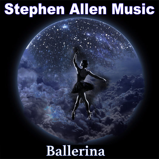 Silhouette of a ballerina against a starry night sky with 'Stephen Allen Music' branding.