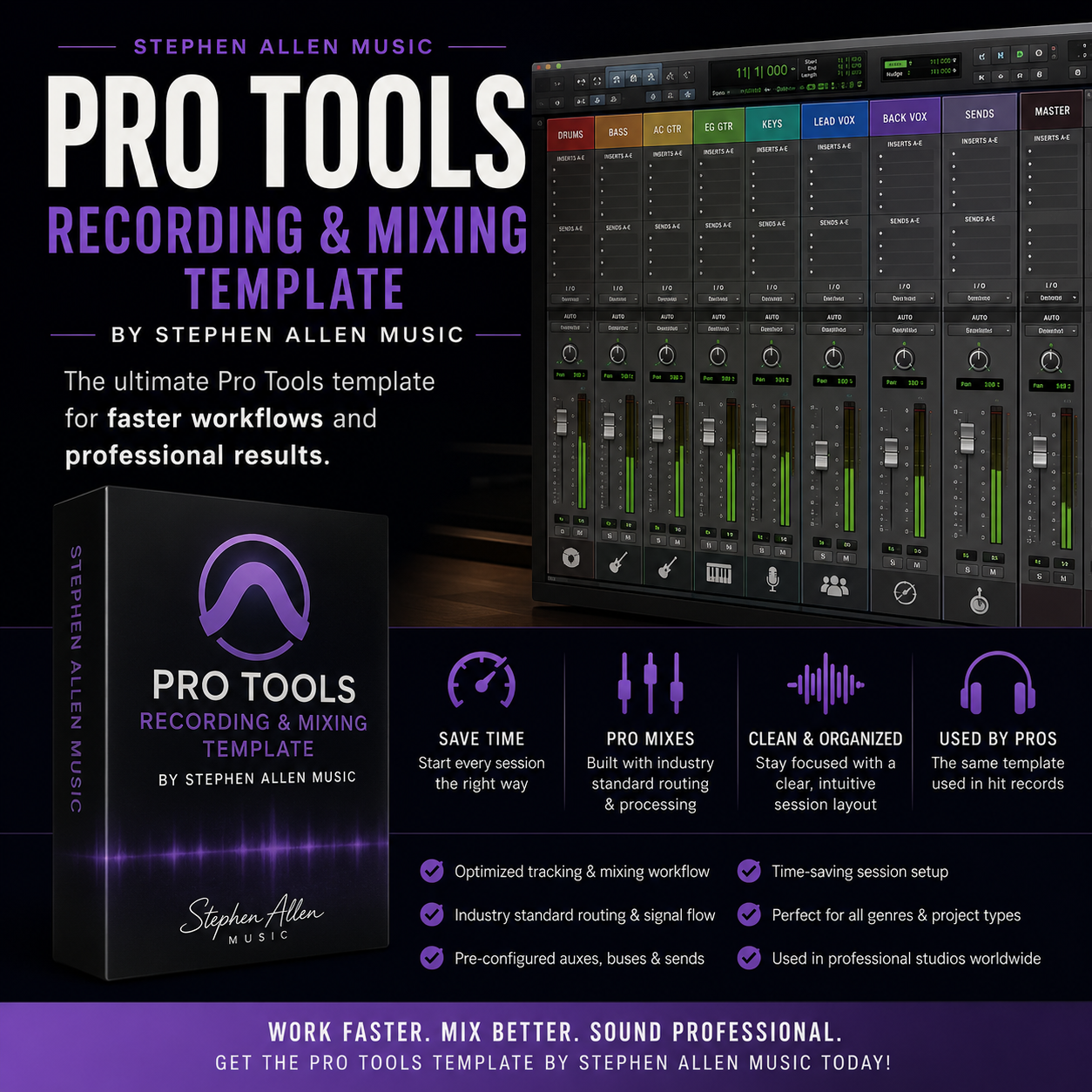Pro Tools Recording & Mixing Template By Stephen Allen Music