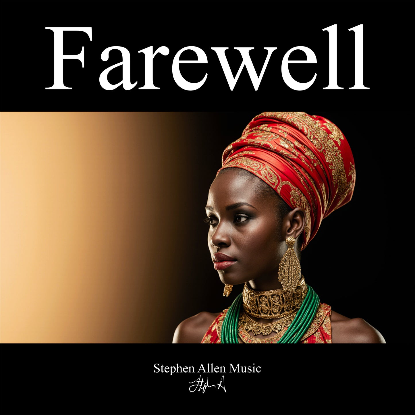 Album cover with a woman in traditional attire and the word 'Farewell' above her. Stephen Allen Music