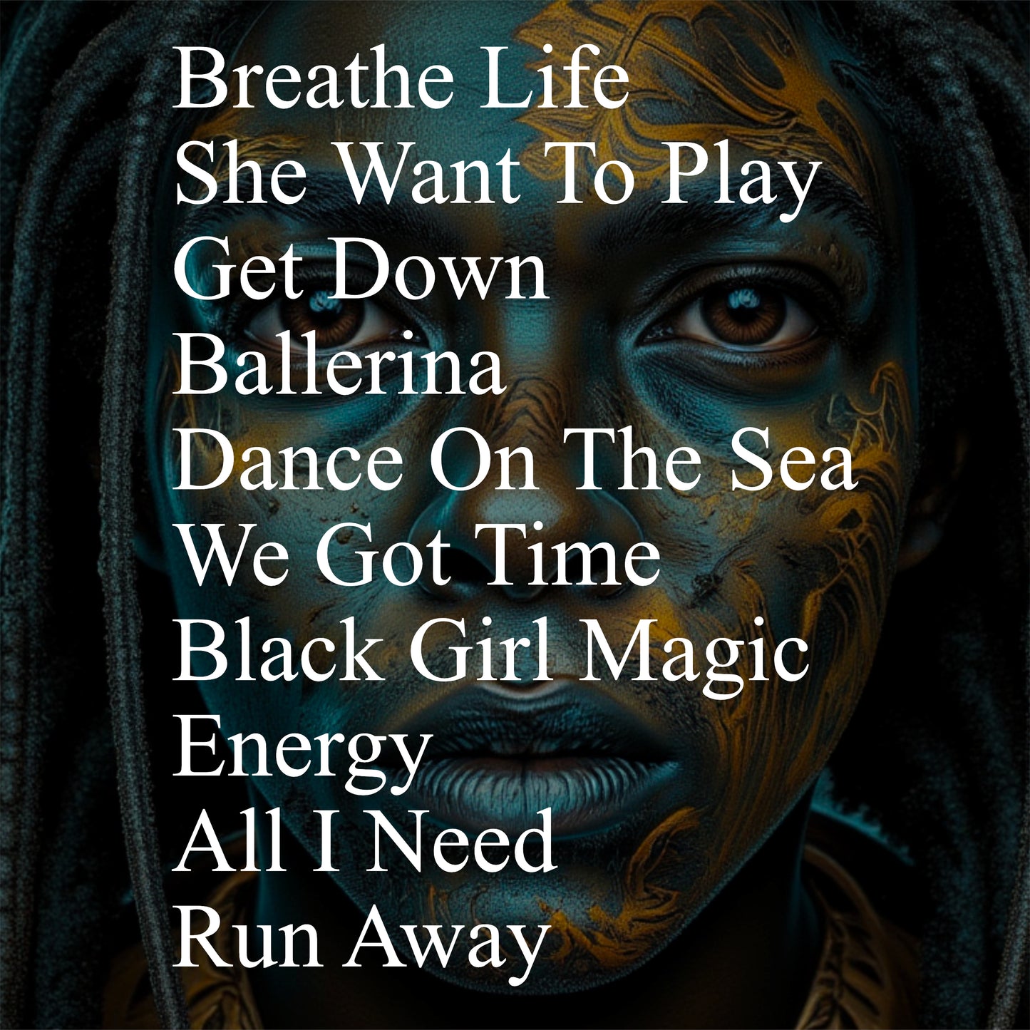 Text overlay on a stylized portrait with artistic elements. Stephen Allen Music