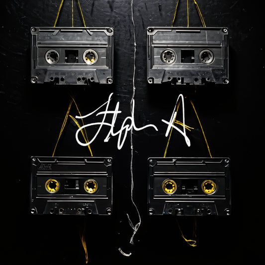 Four cassette tapes hanging against a black background with the text 'Stephen Allen Music - Lost Tapes 4 (Ep)' and the cassette symbols indicating music content. Stephen Allen Music