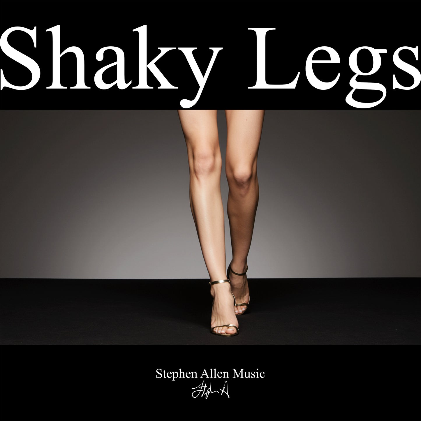 Album cover with 'Shaky Legs' text and a person's legs wearing high heels on a gradient background. Stephen Allen Music