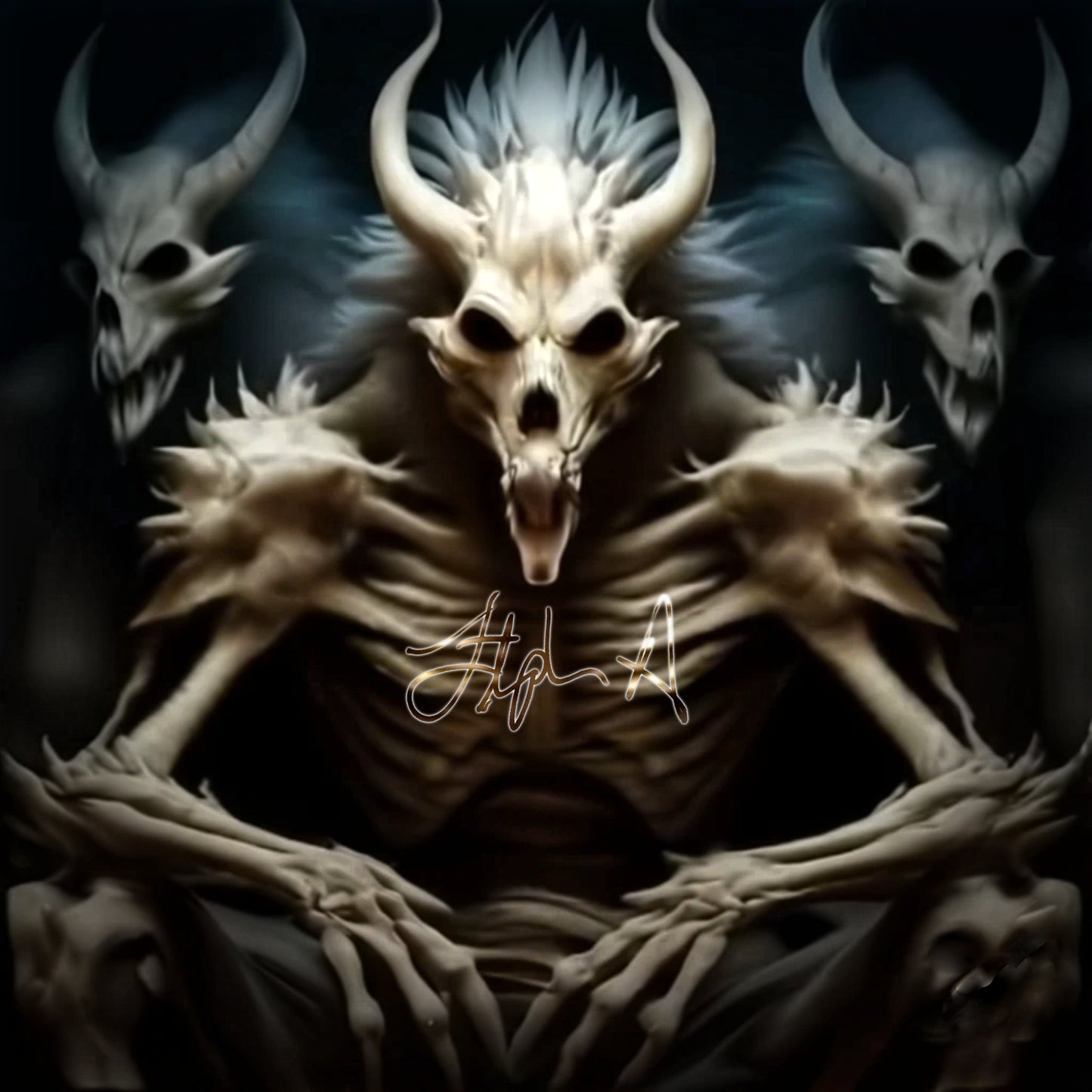 Digital album cover featuring a stylized, dark character with horns and Feathers in a textured, grunge aesthetic. Stephen Allen Music