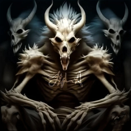 Digital album cover featuring a stylized, dark character with horns and Feathers in a textured, grunge aesthetic. Stephen Allen Music