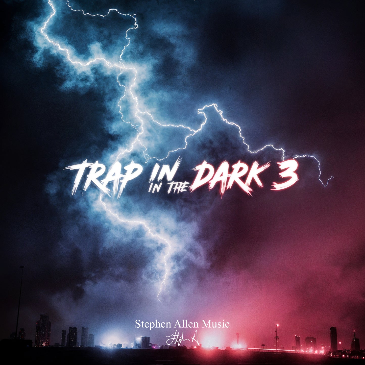 Album cover with lightning effects and 'Trap in the Dark 3' text Stephen Allen Music