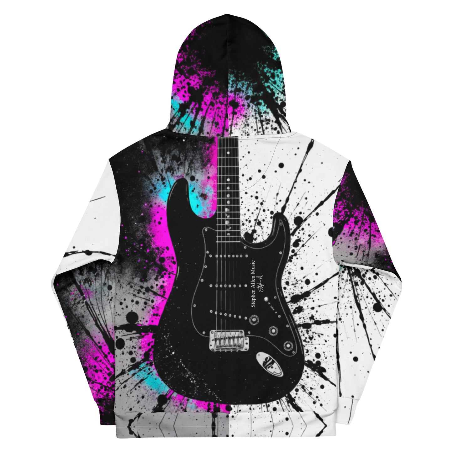 Guitar Explosion Abstract Art | Electric Guitar Print Unisex Hoodie By Stephen Allen Music