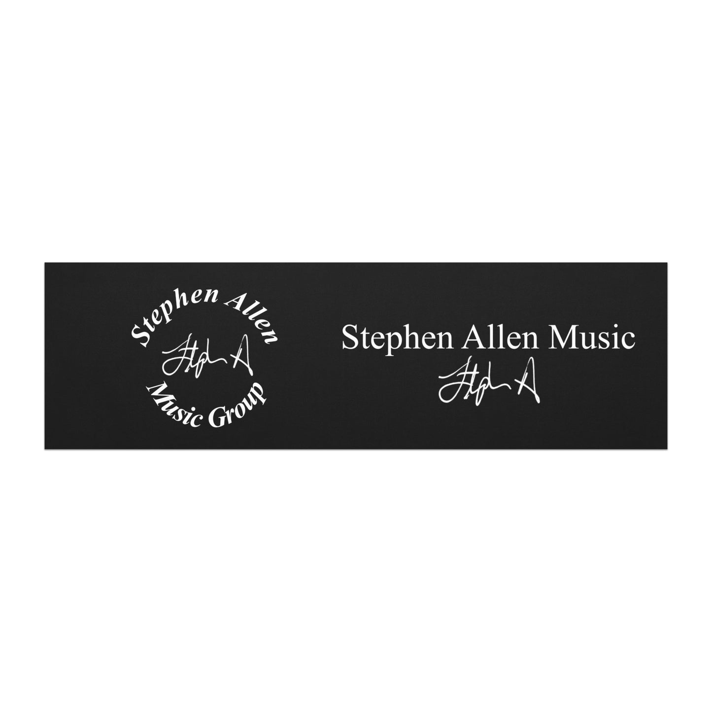 Black car magnet with white striped design on a white background Stephen Allen Music