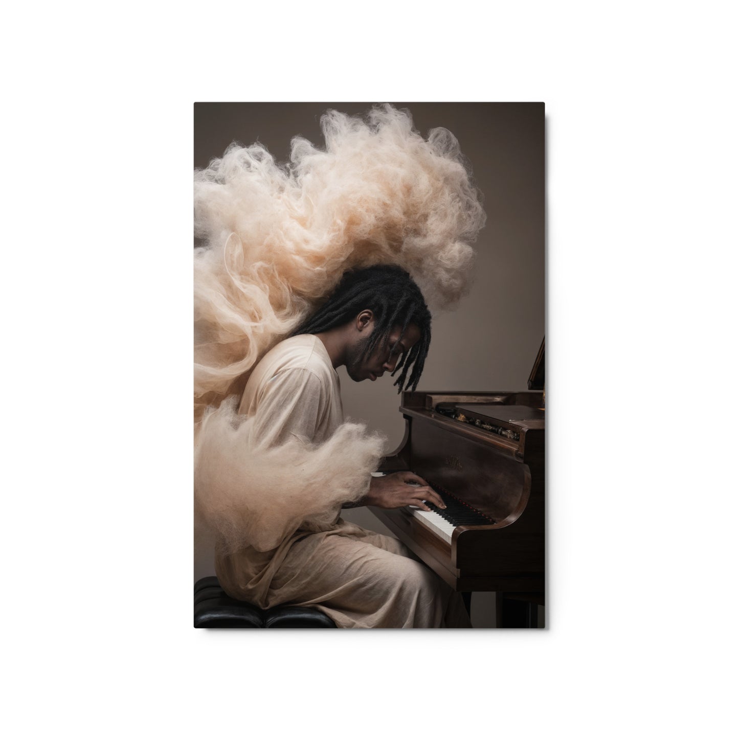 Person playing a piano with voluminous hair in a dark setting Stephen Allen Music