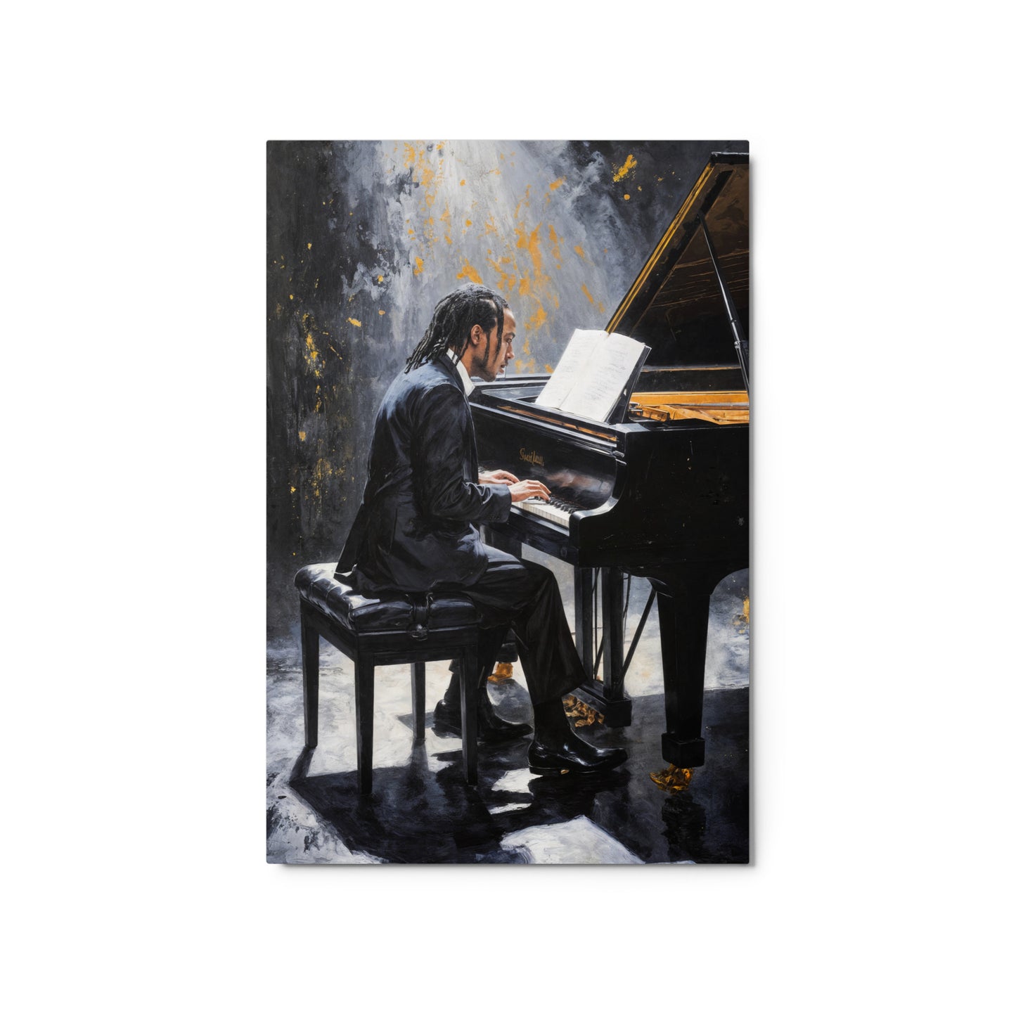 Man playing a piano with a dark, abstract background Stephen Allen Music
