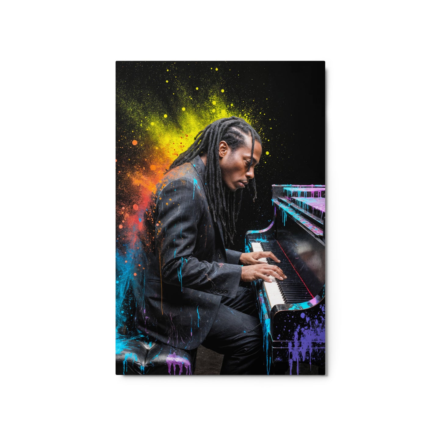 Person playing a piano with a colorful abstract background Stephen Allen Music