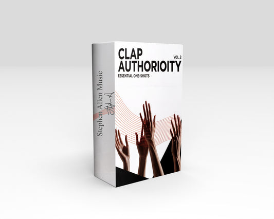 Book titled 'Clap Authoriity' by Stephen Allen Music on a white background