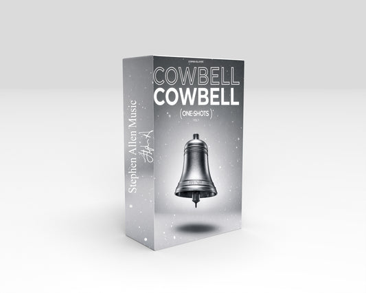 Box of 'Cowbell' by Stephen Allen Music on a light gray background