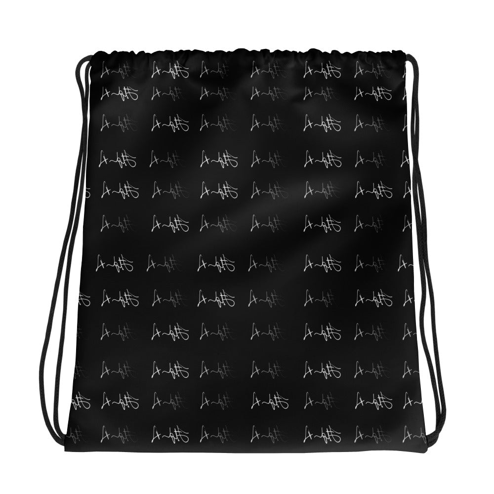 Black drawstring bag on a white background Stephen Allen Music