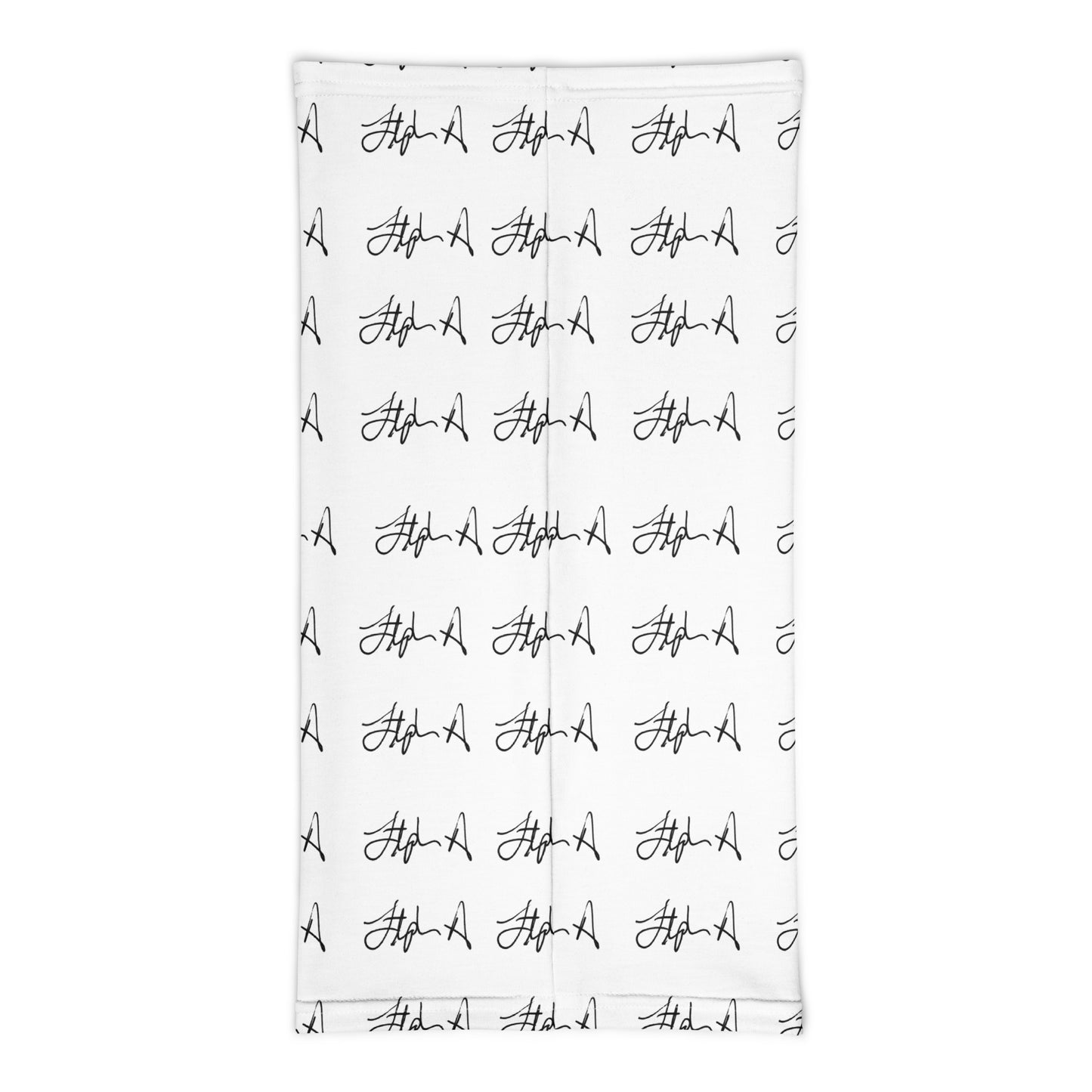 A white rectangular fabric item, likely a towel or blanket, featuring a repeating pattern of the word 'Stephen Allen Music' written in black cursive script.