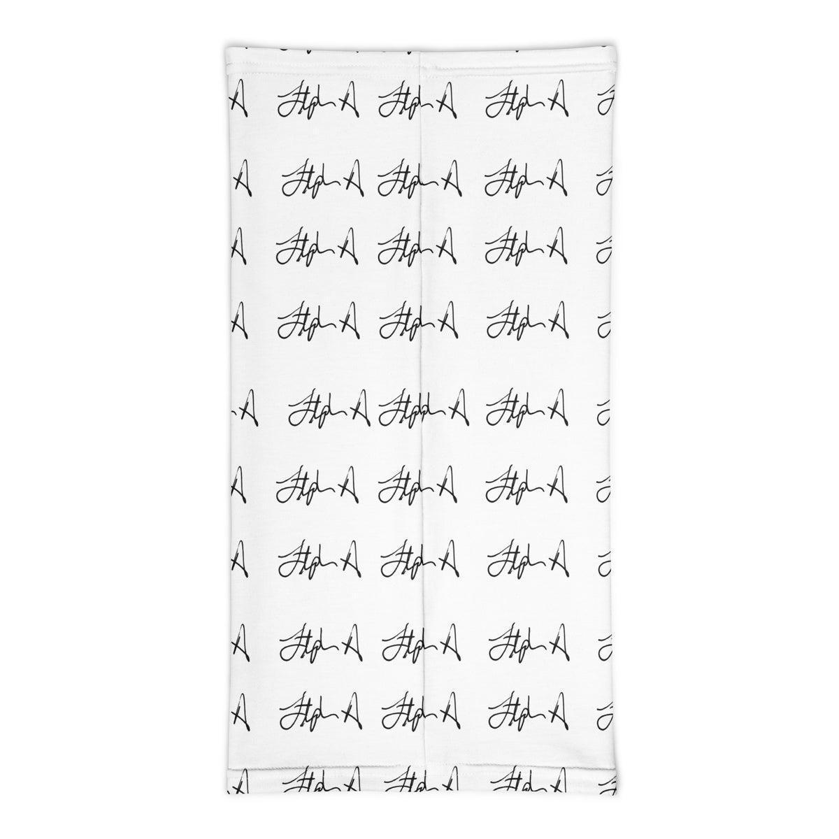 A white rectangular fabric item, likely a towel or blanket, featuring a repeating pattern of the word 'Stephen Allen Music' written in black cursive script.