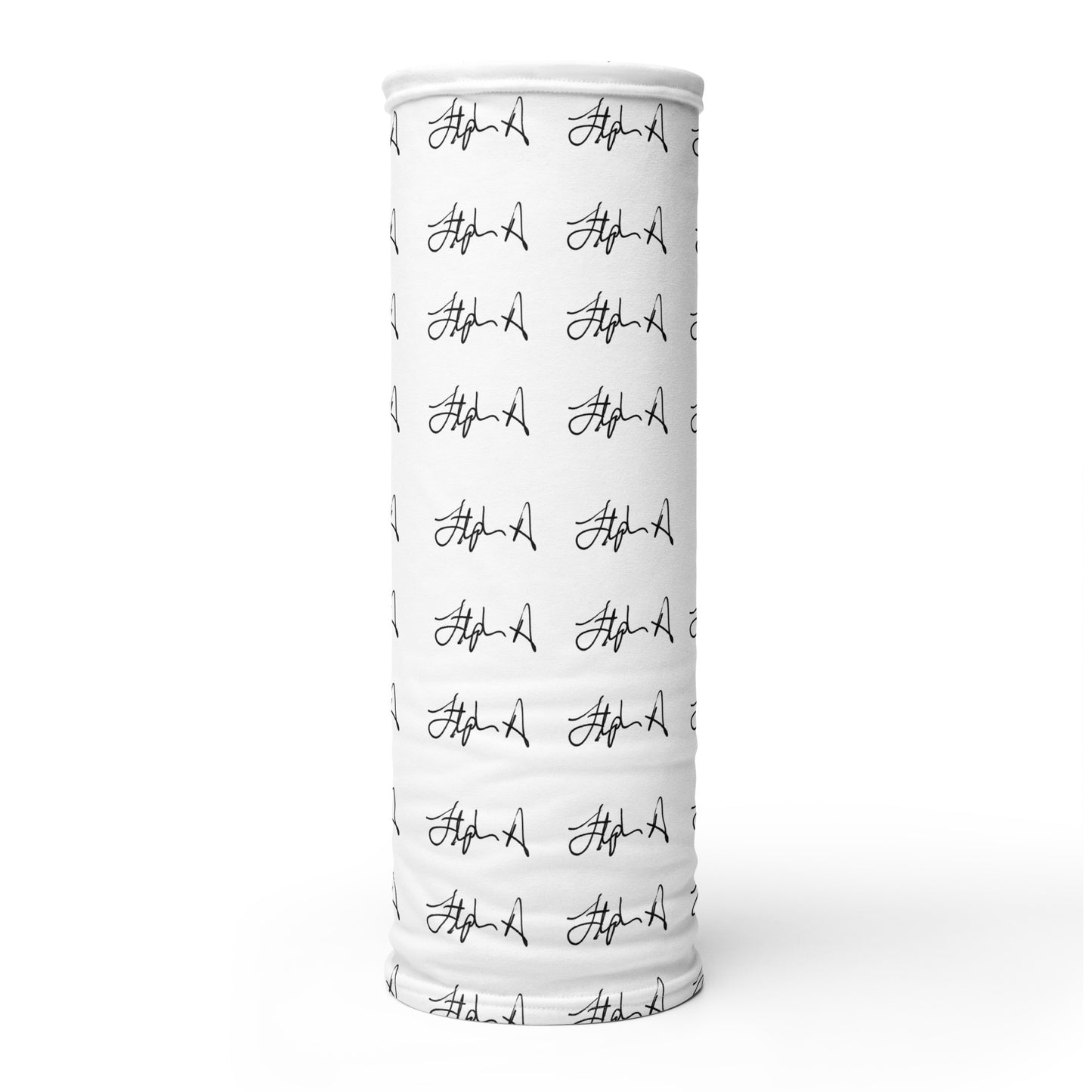 A white rectangular fabric item, likely a towel or blanket, featuring a repeating pattern of the word 'Stephen Allen Music' written in black cursive script.
