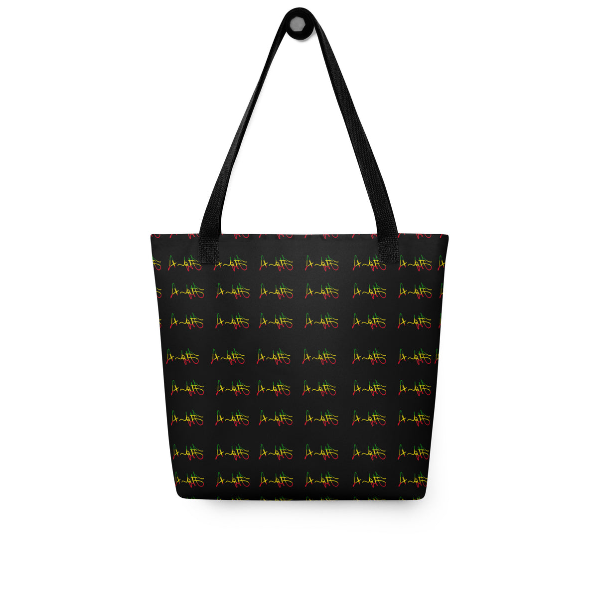 Black tote bag with 'Stephen Allen Music' text on a white background