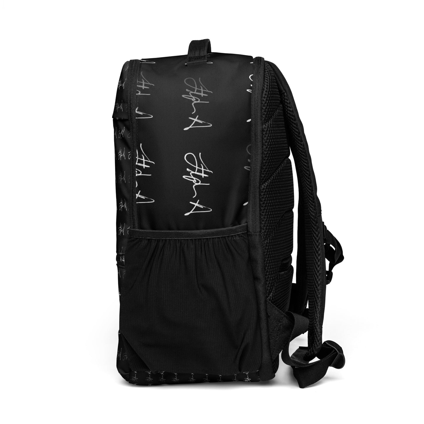 Black and green backpack on a white background Stephen Allen Music