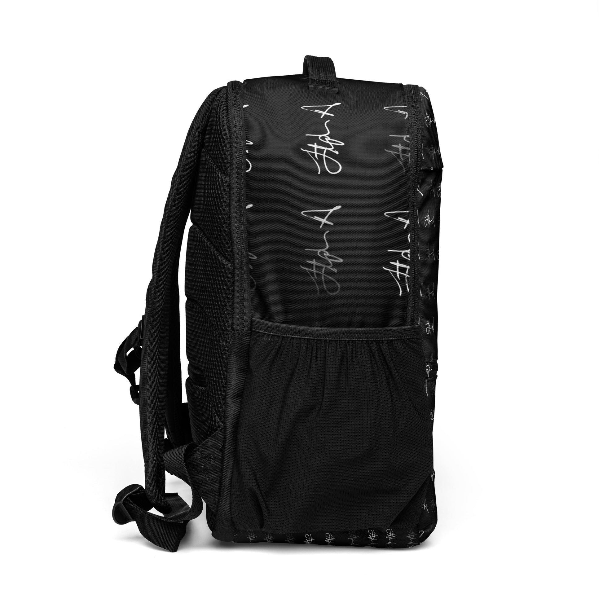 Black backpack with a brand logo on a white background Stephen Allen Music