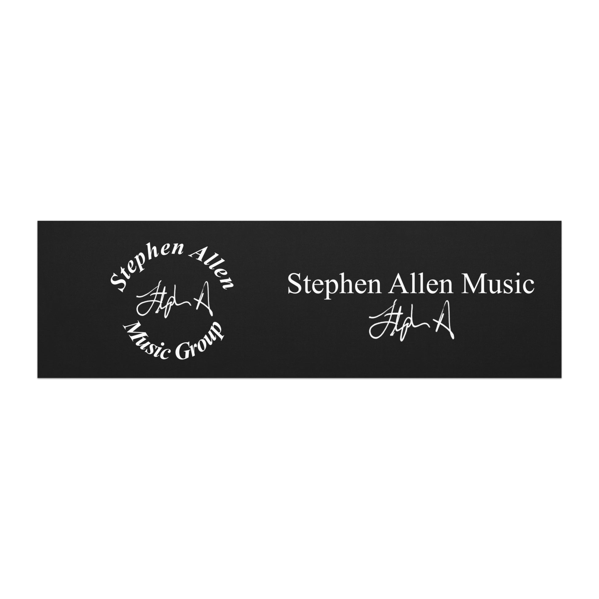 Black car magnet with white striped design on a white background Stephen Allen Music