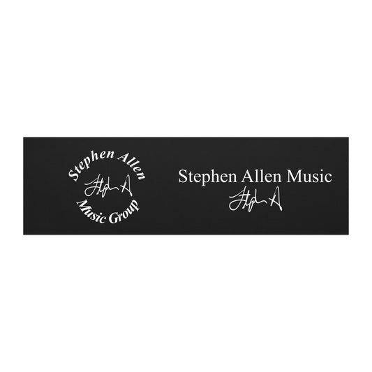 Black car magnet with white striped design on a white background Stephen Allen Music