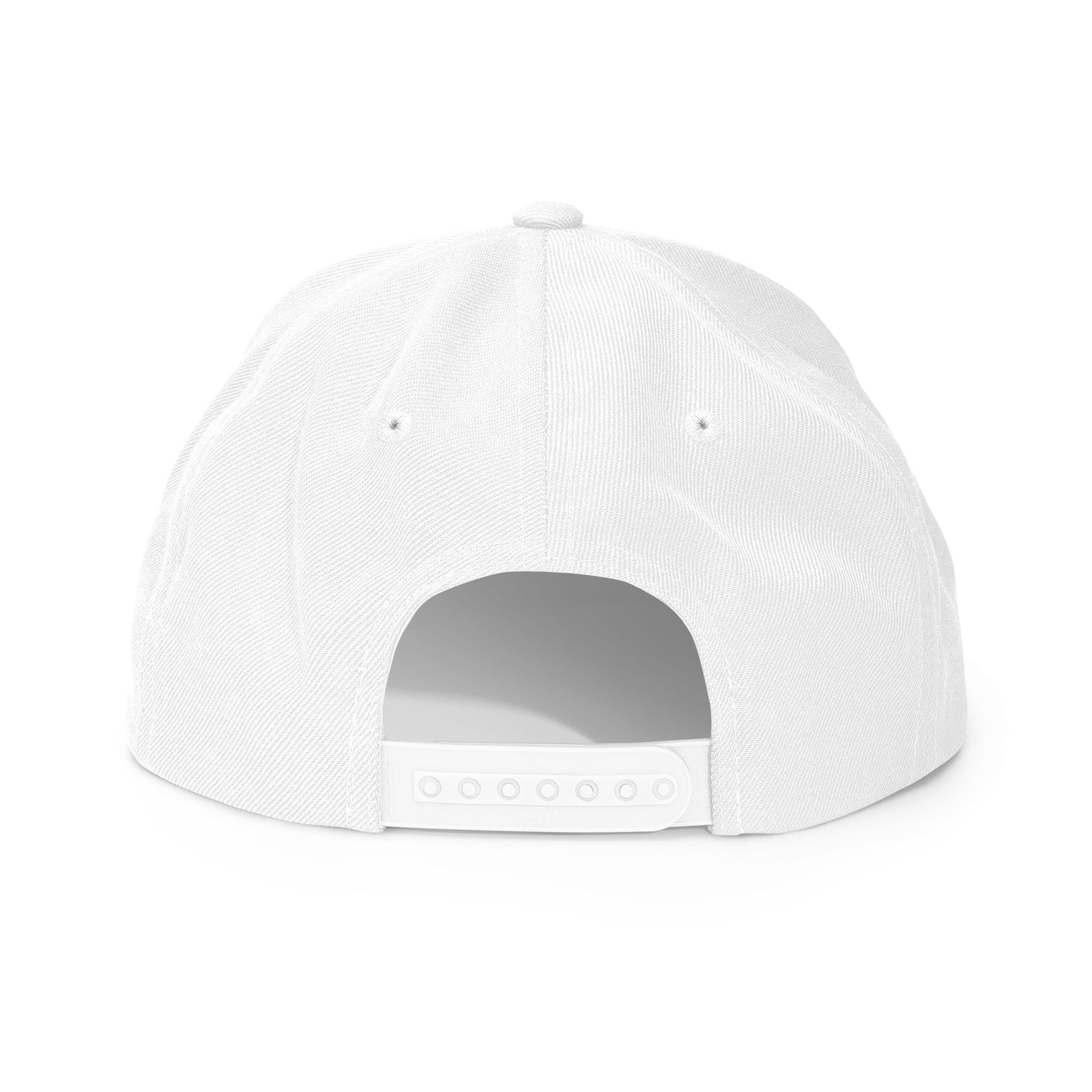 A white structured snapback cap with a black embroidered script logo on the front, shown against a plain white background. Stephen Allen Music