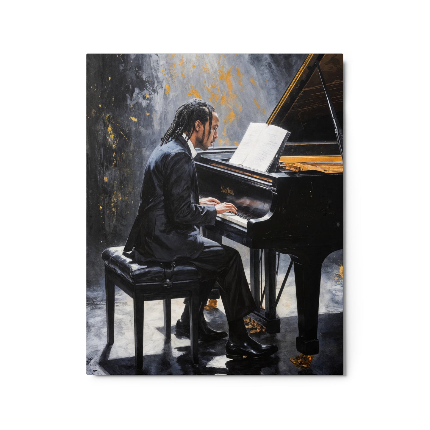 Man playing a piano with a dark, artistic background Stephen Allen Music