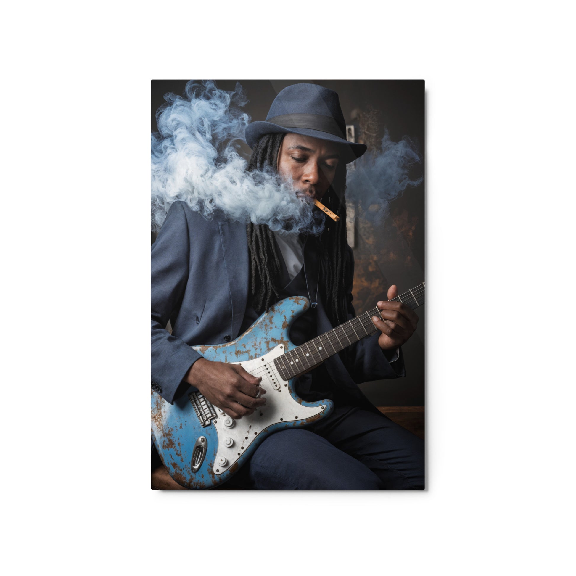 Blues Musician Art Glossy Metal Print is a premium wall art piece Stephen Allen Music