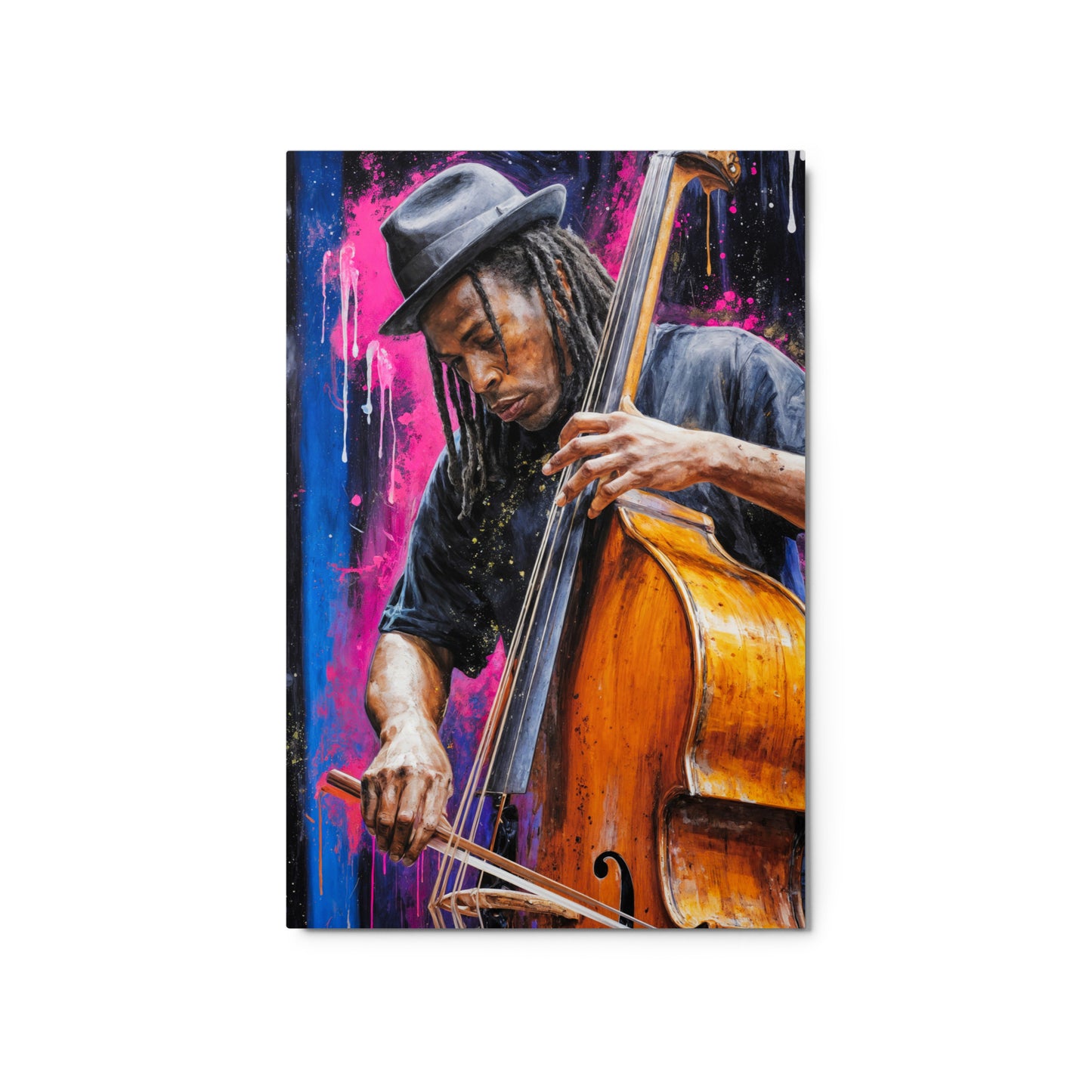 Notebook with a colorful cover featuring a musician playing a cello. Stephen Allen Music