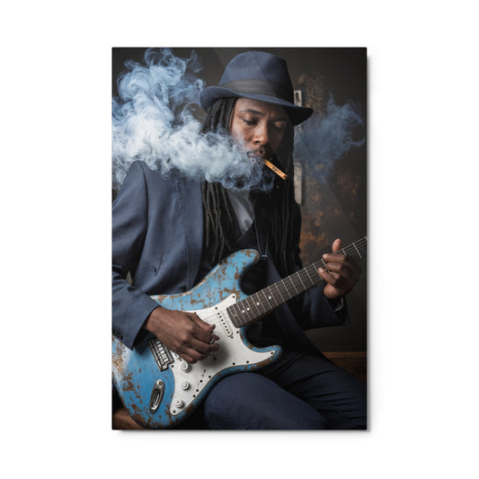 Blues Musician Art Glossy Metal Print is a premium wall art piece Stephen Allen Music